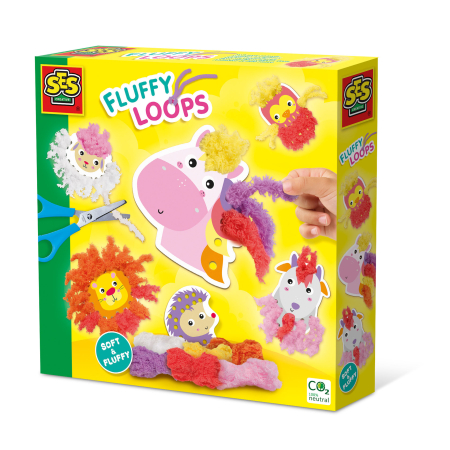 Artă & Meșteșuguri - Set creativ de jucarie - Bucle pufoase - Animale din fire moi