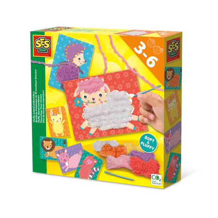 Artă & Meșteșuguri - Set creativ de jucarie pentru copii - Brodez animale pufoase