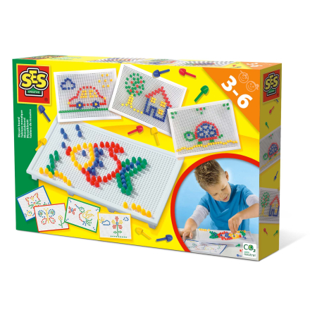 Pictură & Desen - Set creativ mozaic - Tabla de jucarie mozaic cu pini colorati