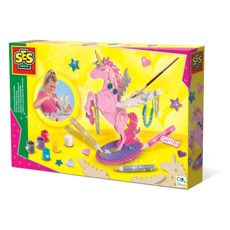Mărgele & Bijuterii - Set creativ pentru copii cu suport de bijuterii cu unicorn si sclipici