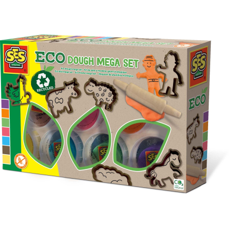  Plastilină & Mulaj - Set creativ - Plastilina eco cu unelte din lemn, set mare
