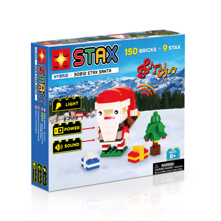 Construcții cu lumini (STAX) - Set de construit de jucarie STAX, cu Mos Craciun, sunete si lumini