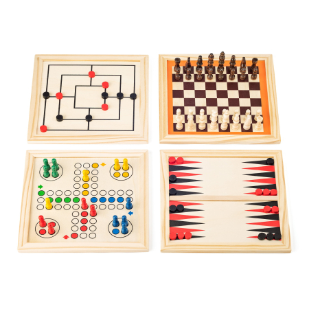 Jucării din lemn diverse - Set jocuri clasice - Set mare de jocuri
