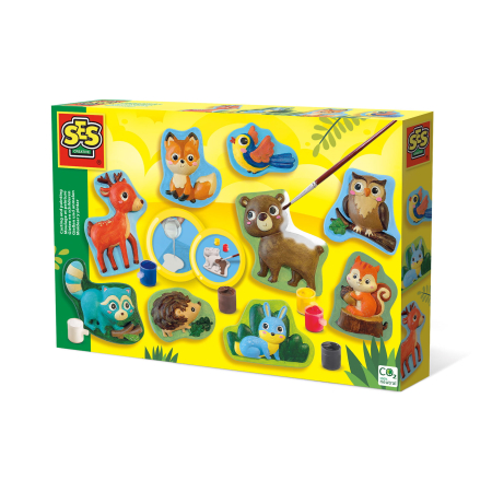 Diverse educative - Set pentru copii cu mulaj si pictura cu animale din padure