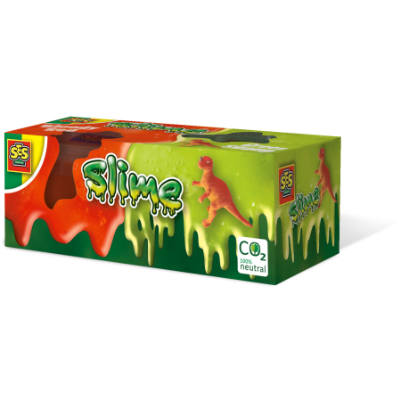 Slime & Experimente distractive - Slime colorat cu dinozaur T-rex de jucarie (2x 120 gr.)