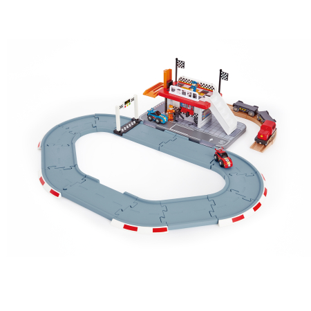  Scule & Vehicule & Service - Statie de curse de jucarie pentru copii (34 piese)