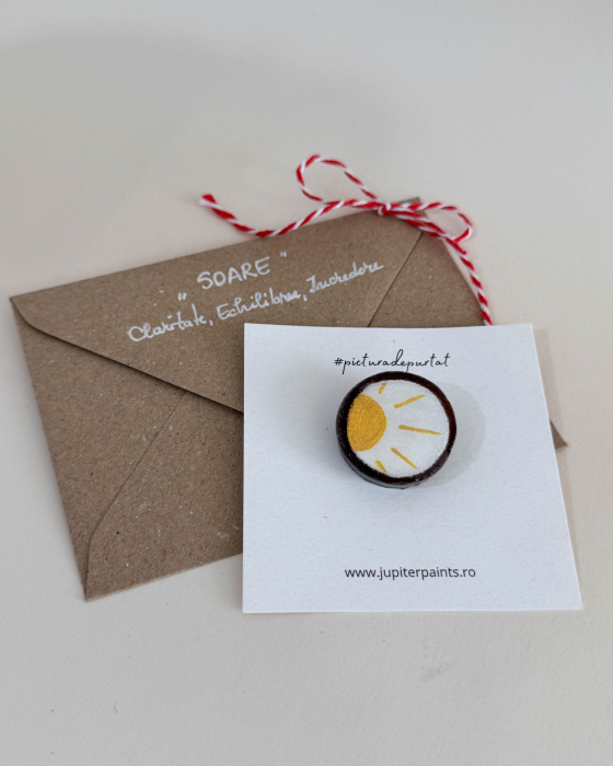 Mini-Broșă pictată pe felie de lemn [2]