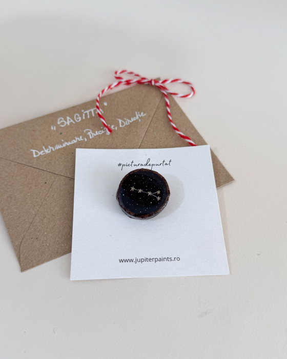 Mini-Broșă pictată pe felie de lemn [2]