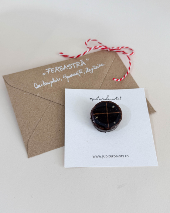 Mini-Broșă pictată pe felie de lemn [2]