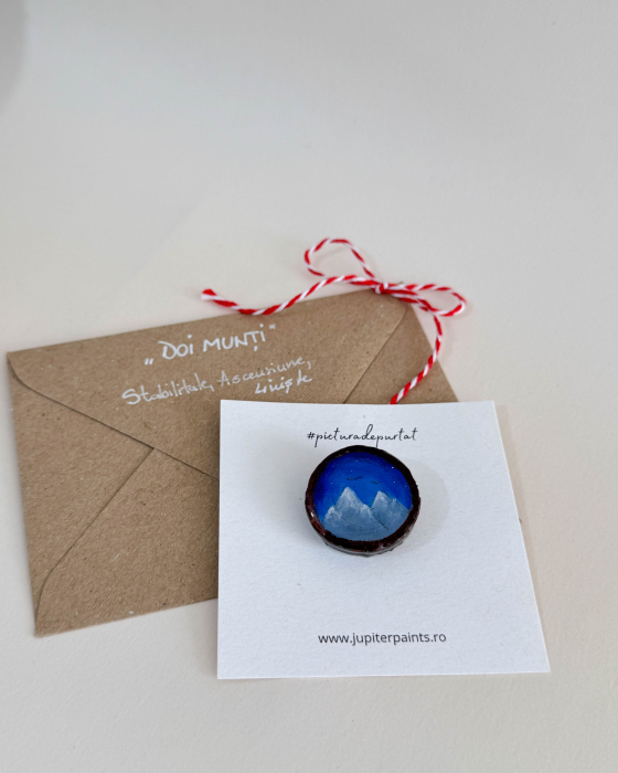 Mini-Broșă pictată pe felie de lemn [2]