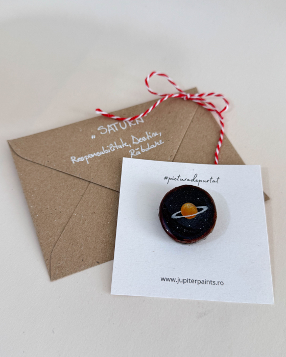 Mini-Broșă pictată pe felie de lemn [2]