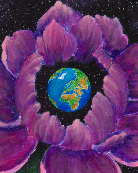 Tablou Original – Bujorul Protector, Acrilic pe Hârtie Premium [3]