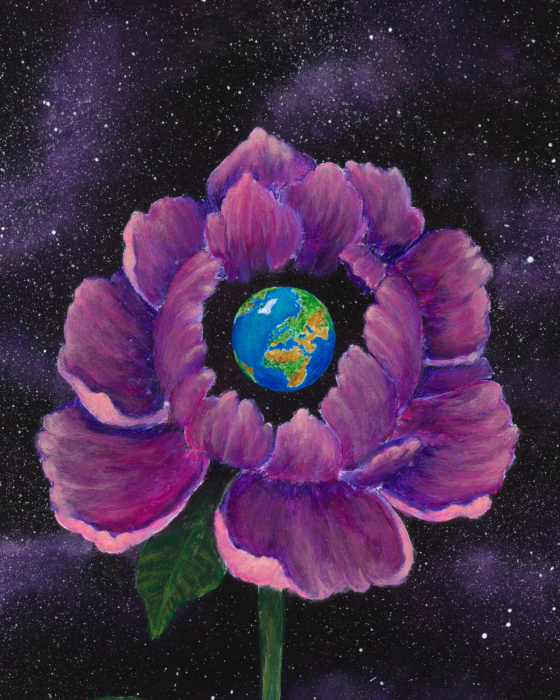 Tablou Original – Bujorul Protector, Acrilic pe Hârtie Premium [2]