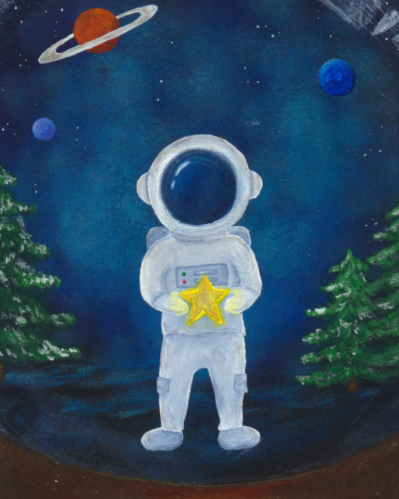 Tablou original acrilic - Magia din Globul de Cristal, handmade [3]