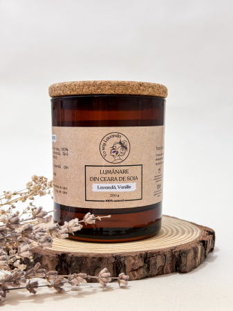 Lumânări - Lumânare din ceară de soia cu Lavandă și Vanilie - 200 g
