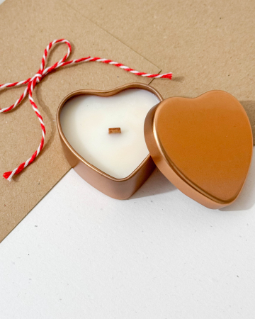 Mărțișor - Lumânare din ceară de soia naturală, cu fitil din lemn, aromată și eco-friendly