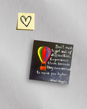 Produse - Magnet pictat manual cu citat motivațional, culori acrilice