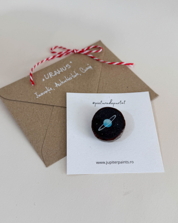 Mini-Broșă pictată pe felie de lemn [1]