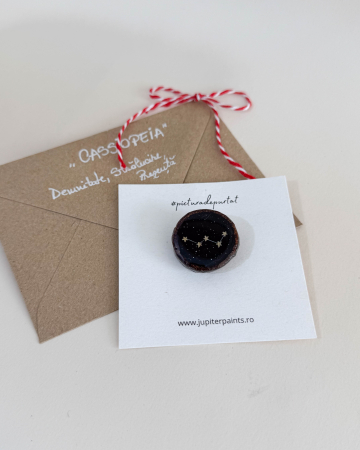 Mini-Broșă pictată pe felie de lemn [1]