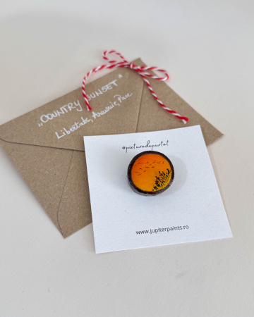 Mini-Broșă pictată pe felie de lemn [1]