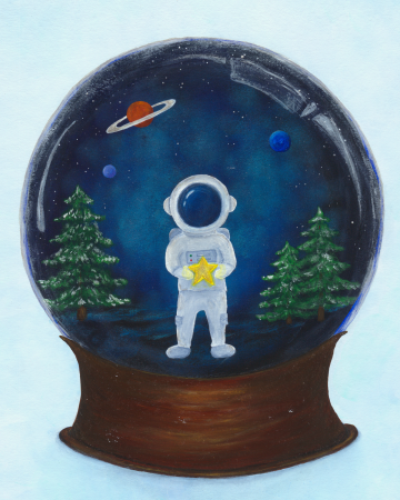 Tablou original acrilic - Magia din Globul de Cristal, handmade [1]