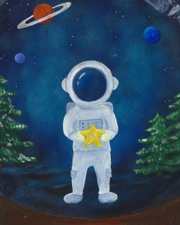 Tablou original acrilic - Magia din Globul de Cristal, handmade [2]