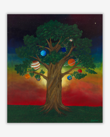 Tablouri pictate - pictura-originala-panza-the-wise-cosmic-oak-70x80cm