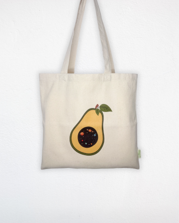 Printate - Tote bag imprimat cu design Universul din Avocado, bumbac 100% organic