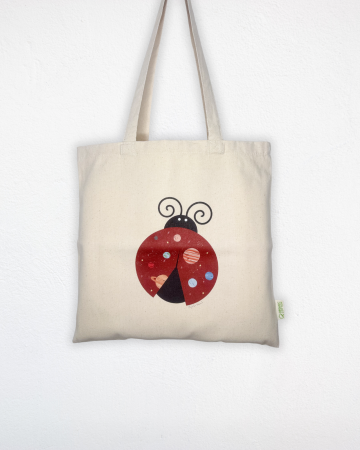 Printate - Tote bag imprimat cu design Universul din Buburuza, bumbac 100% organic
