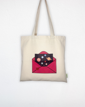 Printate - Tote bag imprimat cu design Universul din Plic, bumbac 100% organic