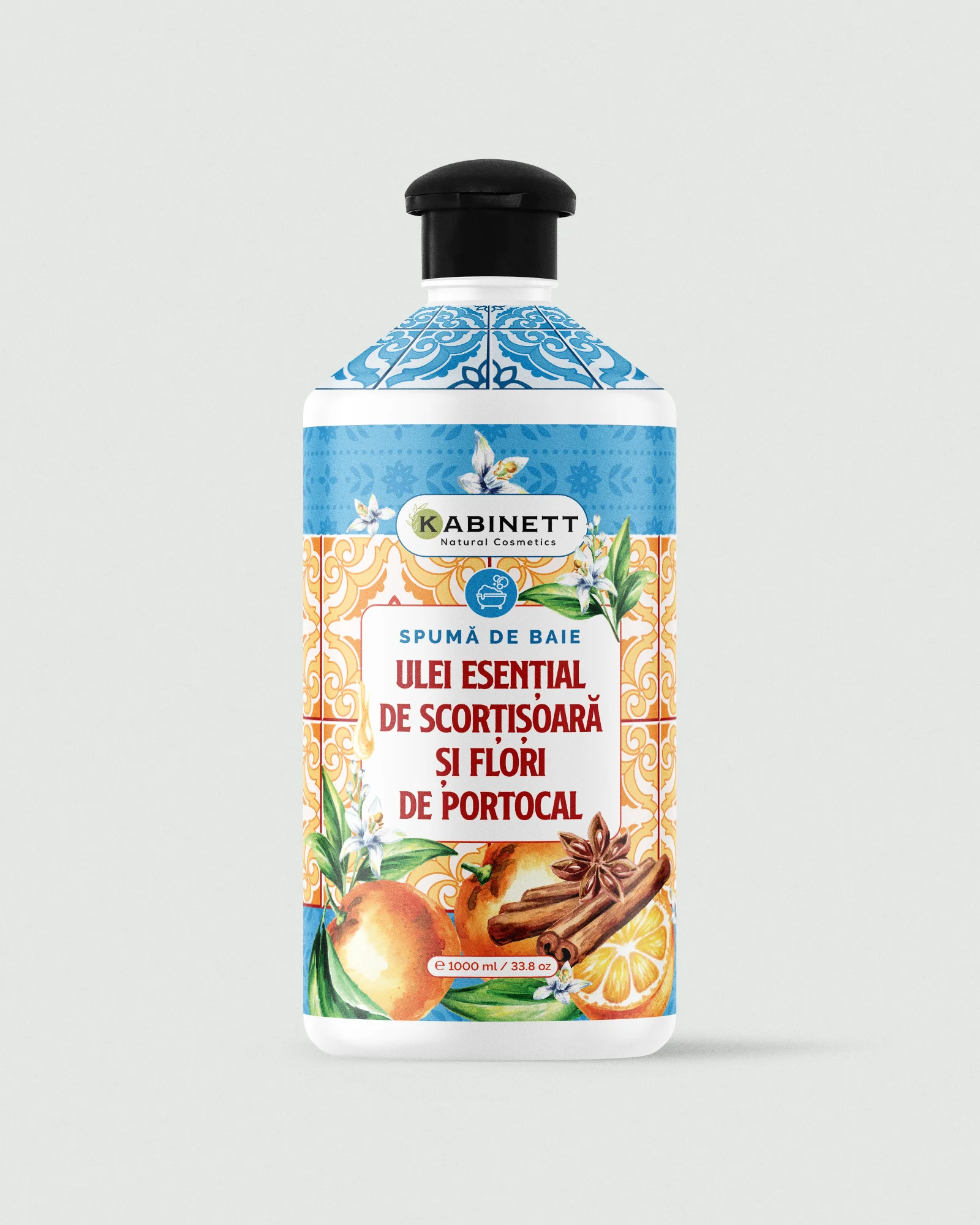 Spumă de baie - Spumă de baie cu ulei esențial de scorțișoară și flori de portocal