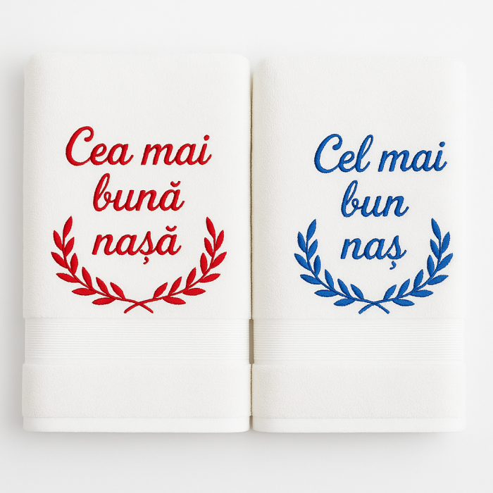 Set prosoape brodate „Cea mai bună nașă & Cel mai bun naș” [1]