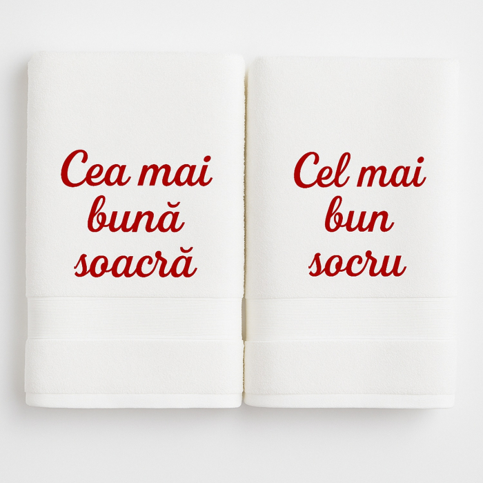 Set prosoape brodate „Cea mai bună soacră & Cel mai bun socru” [3]
