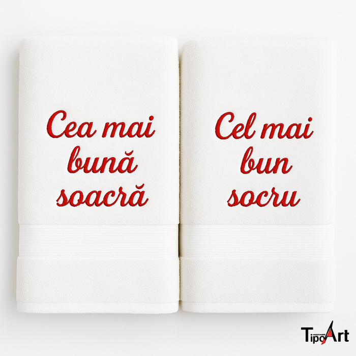 Set prosoape brodate „Cea mai bună soacră & Cel mai bun socru” [2]