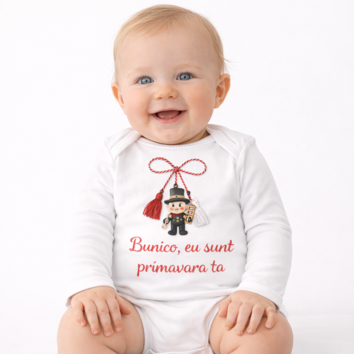 Body bebe personalizat Martisor, Bunico eu sunt primavara ta, maneca lunga, cadou special pentru bunici, sedinte foto de familie [2]