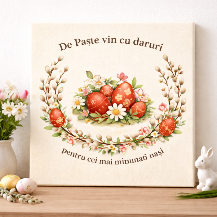 Cadou Special de Paste pentru Nasi – Set cu Tricou, Cani Personalizate, Coastere, Felicitare si Tablou Canvas [5]