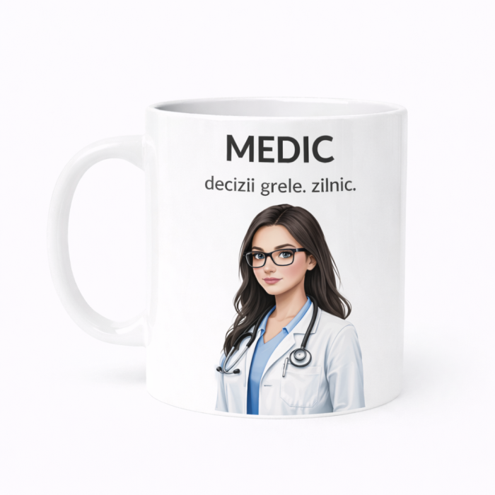 Cană cadou MEDIC – „decizii grele. zilnic.” | Cană personalizată cu design profesional, ideală pentru doctori [2]