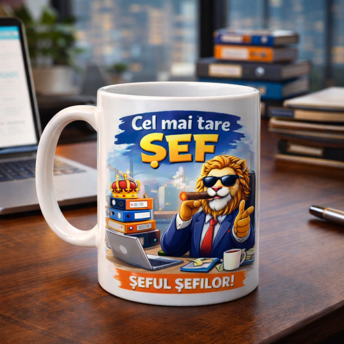 Cana cadou pentru sef Cel mai tare SEF SEFUL SEFILOR, cadou original pentru sef, manager sau coleg de birou [2]