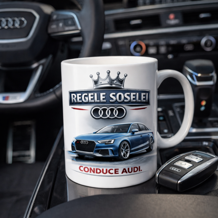 Cana pentru pasionati Audi – Regele soselei conduce Audi – Cadou pentru soferi si iubitori de masini [2]
