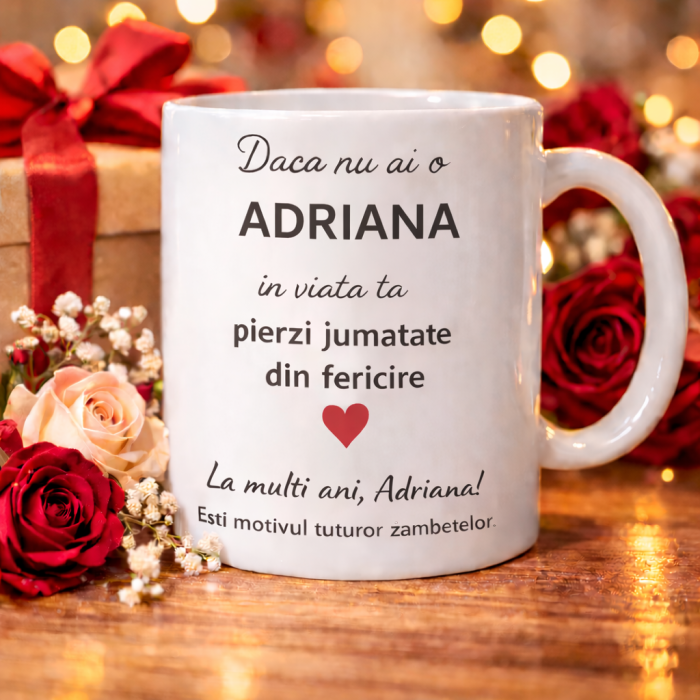 Cana personalizata cu numele Adriana, cadou aniversare sau zi de nume pentru Adriana, [2]