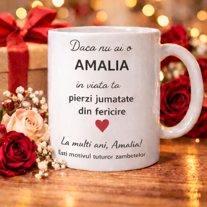 Cana personalizata cu numele Amalia, cadou aniversare sau zi de nume pentru Amalia, [2]
