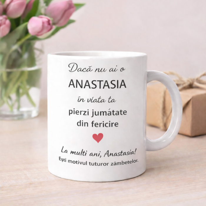 Cana personalizata cu numele Anastasia, cadou aniversare sau zi de nume pentru Anastasia, [2]