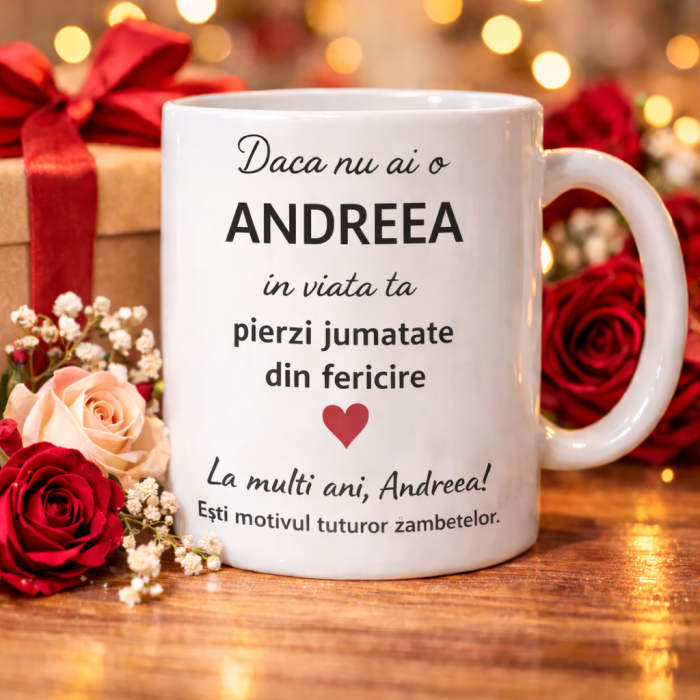 Cana personalizata cu numele Andreea, cadou aniversare sau zi de nume pentru Andreea, [2]