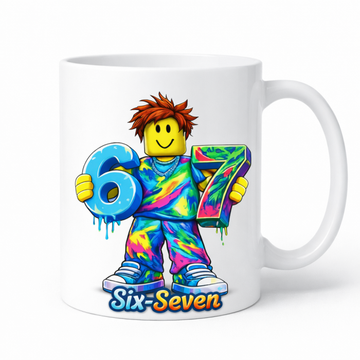 Cana personalizata Six Seven, design gamer color, cadou copii, cana alba [2]
