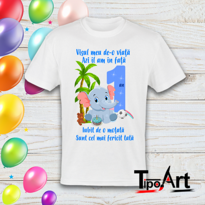Set 2 tricouri si body pentru aniversare 1 an,  efefantel [4]