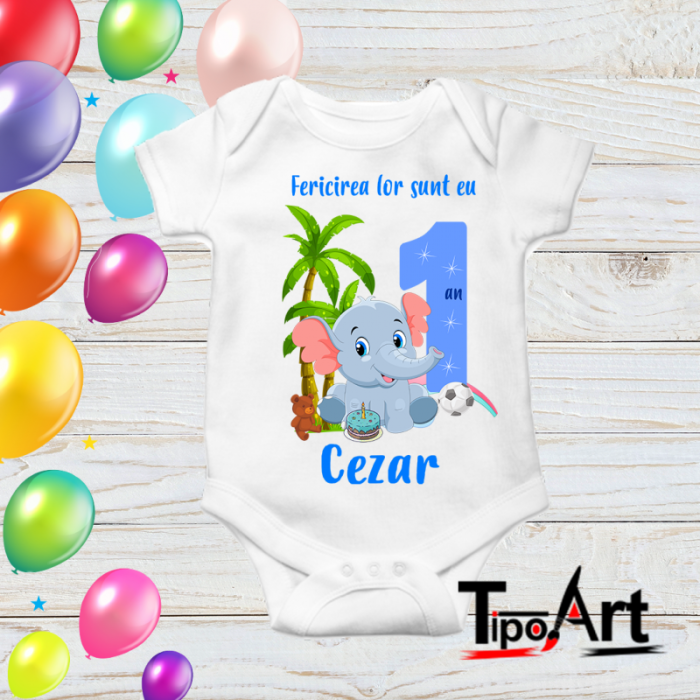 Set 2 tricouri si body pentru aniversare 1 an,  efefantel [2]