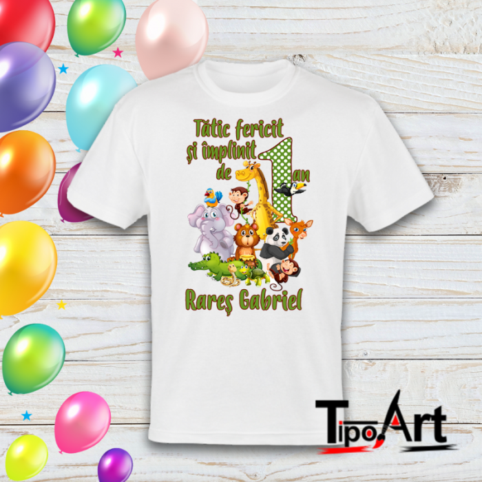 Set 2 tricouri personalizate si body pentru aniversare 1 an, jungla [4]
