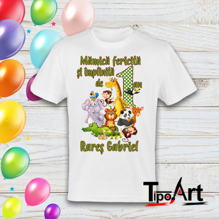 Set 2 tricouri personalizate si body pentru aniversare 1 an, jungla [3]