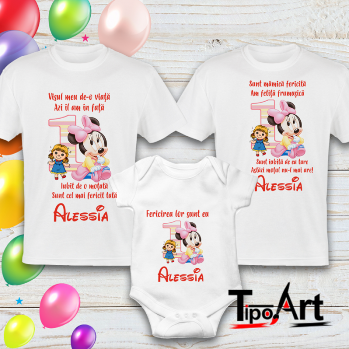 Set 2 tricouri si body pentru aniversare 1 an, minnie [1]