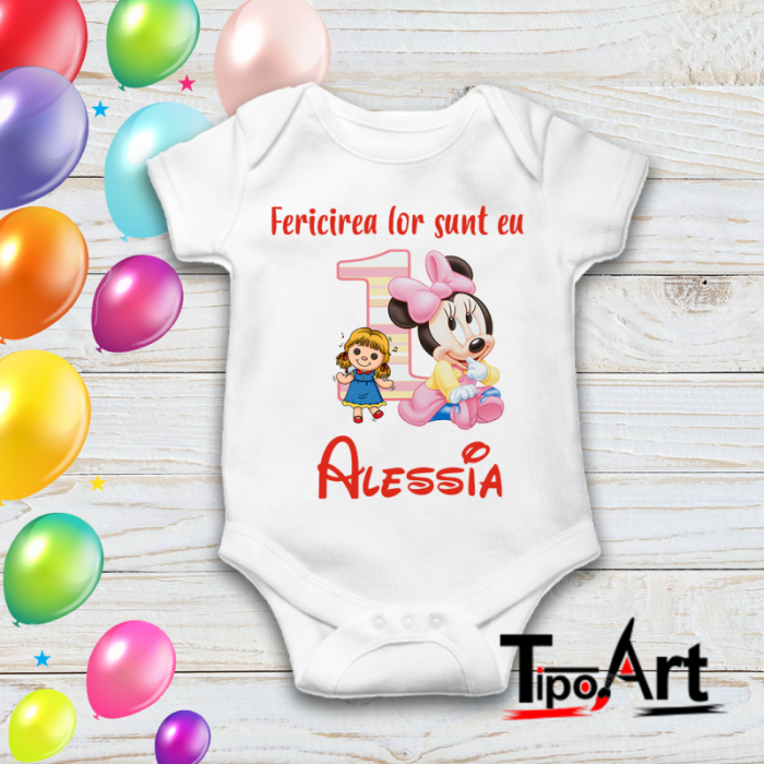 Set 2 tricouri si body pentru aniversare 1 an, minnie [2]